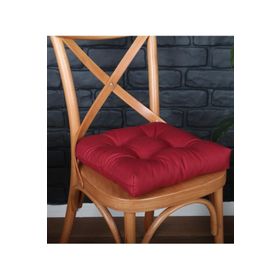 Altın Pamuk Gold Pofidik Bordo Özel Dikişli Bağcıklı 40x40 cm Sandalye Minderi