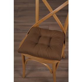 Altın Pamuk Gold Pofidik Kahve Özel Dikişli Bağcıklı 40x40 cm Sandalye Minderi