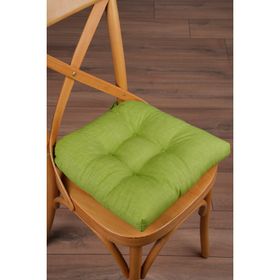 Altın Pamuk Lina Pofidik Yeşil Sandalye Minderi Özel Dikişli Bağcıklı 40x40 cm Sandalye Minderi