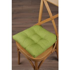 Altın Pamuk Lina Pofidik Yeşil Sandalye Minderi Özel Dikişli Bağcıklı 40x40 cm Sandalye Minderi