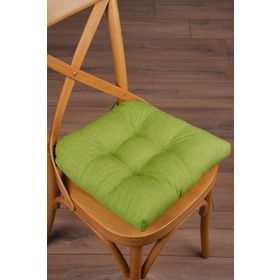 Altın Pamuk Lina Pofidik Yeşil Sandalye Minderi Özel Dikişli Bağcıklı 40x40 cm Sandalye Minderi