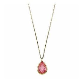 Altın Pink Topaz 1.2 cm Taşlı Kolye