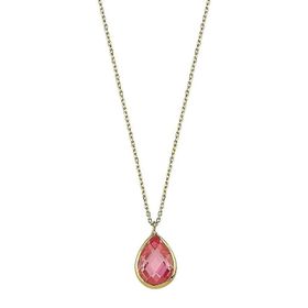 Altın Pink Topaz 1.2 cm Taşlı Kolye