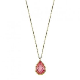 Altın Pink Topaz 1.2 cm Taşlı Kolye