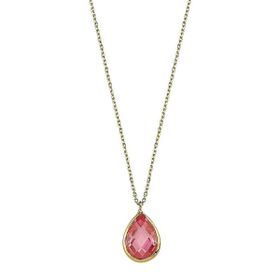 Altın Pink Topaz 1.2 cm Taşlı Kolye