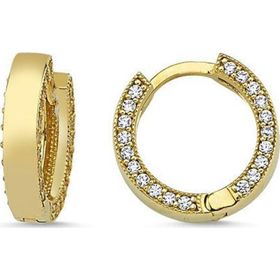 Altın Swarovski Taşlı Halka Küpe
