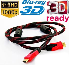 Altın Uçlu Hasır İp Örgülü 3D Full HD 3 mt Hdmi Kablo