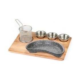 Altınbaşak Gri 35x26 cm Granit Döküm Böbrek Fajita Sunum Seti