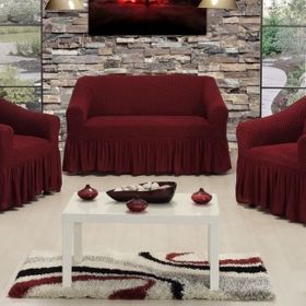 Altınkoza Petek Dokuma Standart 3+2+1+1 Bordo Koltuk Örtüsü Takım
