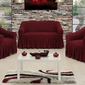 Altınkoza Petek Dokuma Standart 3+2+1+1 Bordo Koltuk Örtüsü Takım