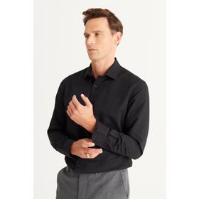 Altınyıldız 4A2024100012 Classics Slim Fit Klasik Yaka Siyah Erkek Gömlek