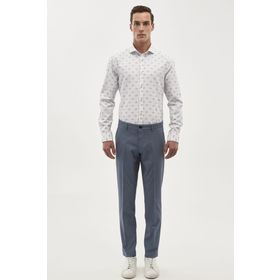 Altınyıldız Classics 4A0118200012 Gri-Mavi Slim Fit Desenli Erkek Pantolon