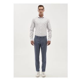 Altınyıldız Classics 4A0118200012 Gri-Mavi Slim Fit Desenli Erkek Pantolon
