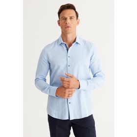 Altınyıldız Classics 4A2024100034 Mavi Slim Fit Klasik Yaka Erkek Gömlek