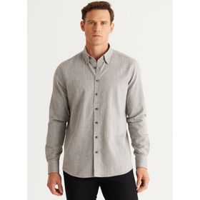 Altınyıldız Classics 4A2024100041 Haki Slim Fit Düğmeli Yaka Erkek Gömlek