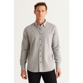 Altınyıldız Classics 4A2024100041 Haki Slim Fit Düğmeli Yaka Erkek Gömlek
