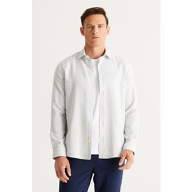 Altınyıldız Classics 4A2024100071 Yeşil Beyaz Slim Fit Klasik Yaka Erkek Gömlek