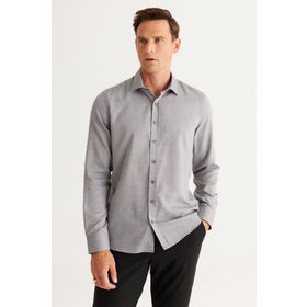 Altınyıldız Classics 4A2024100152 Gri Slim Fit Klasik Yaka Erkek Gömlek