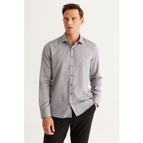 Altınyıldız Classics 4A2024100152 Gri Slim Fit Klasik Yaka Erkek Gömlek