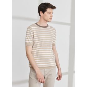 Altınyıldız Classics 4A4923200019 Bisiklet Yaka Beyaz Bej Erkek T-Shirt