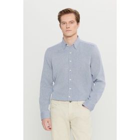 Altınyıldız Classics ACE020261604_LAC Lacivert Tailored Slim Fit Dar Kesim Düğmeli Yaka Erkek Gömlek