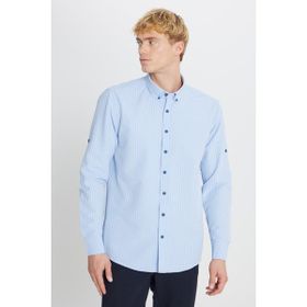 Altınyıldız Classics ACE201252155_LAC Lacivert Tailored Slim Fit Dar Kesim Düğmeli Yaka Erkek Gömlek