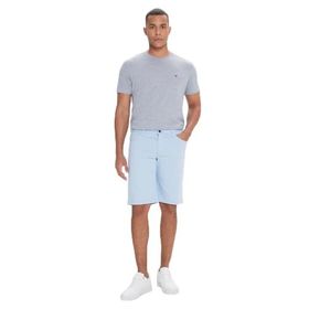 Altınyıldız Classics Erkek Acık Mavı Slim Fit Dar Kesim Yan Cepli Gofre Desenli Şort