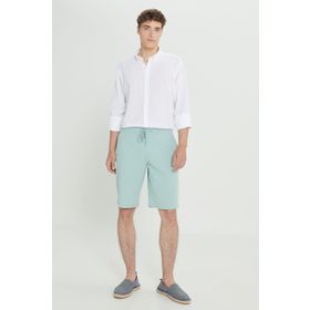 Altınyıldız Classics Erkek Açık Mint Yeşili Comfort Fit Rahat Kesim Yan Cepli Keten Şort