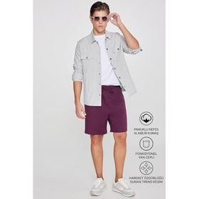 Altınyıldız Classics Erkek Bordo Pamuklu Rahat Nefes Alabilen 2 İplik Cepli Örme Standart Fit Normal Kesim Şort