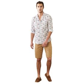 Altınyıldız Classics Erkek Camel Slim Fit Dar Kesim Armürlü %100 Pamuk Casual Chino Şort