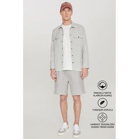 Altınyıldız Classics Erkek Sıyah Melanj Pamuklu Standart Fit Normal Kesim Beli Bağlamalı Yan Cepli Örme Şort