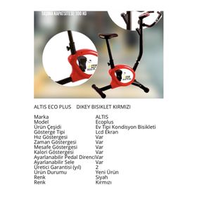 Altıs Eco Plus Kırmızı Dikey Kondisyon Bisikleti