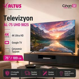 Altus AL75 9825 75 inç 190 Ekran 4K Ultra HD Google LED TV