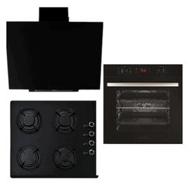 Alveus ALV MFA 627 - ALV GLS 640 - ALV BINDESIT 3'lü Siyah Cam Ankastre Set