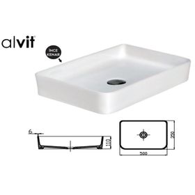 Alvit Smart Slim 35x50 cm Tezgah Üstü Setüstü Lavabo
