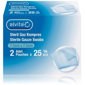 Alvita 7.5 cm x 7.5 cm 4 Adet 25'lik Steril Gaz Kompres