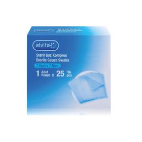 Alvita 7.5x7.5 cm 1 Adet 25'li Kompres Steril Gazlı Bez