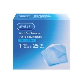 Alvita 7.5x7.5 cm 1 Adet 25'li Kompres Steril Gazlı Bez