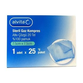 Alvita 7.5x7.5 cm 1 Adet 25'li Kompres Steril Gazlı Bez