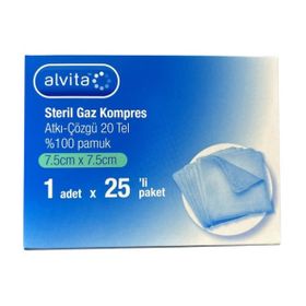Alvita 7.5x7.5 cm 1 Adet 25'li Kompres Steril Gazlı Bez