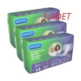 Alvita L Beden Belbantlı 3x30 Adet Beyaz Hasta Bezi