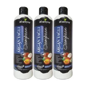 Alweyna Argan ve Hindistan Cevizi Özlü 3x400 ml Bitkisel Şampuan