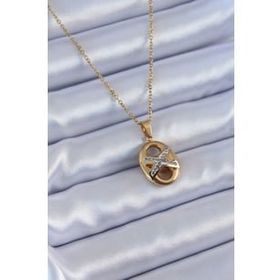 AlyaStore 316L Çelik Gold Renk 2'li Yonca Figür Zirkon Taşlı Kadın Kolye
