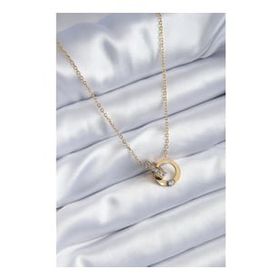 AlyaStore 316L Çelik Gold Renk 2'li Yonca Figür Zirkon Taşlı Kadın Kolye