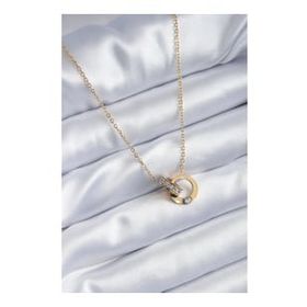 AlyaStore 316L Çelik Gold Renk 2'li Yonca Figür Zirkon Taşlı Kadın Kolye