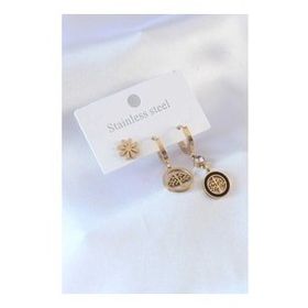 AlyaStore 316L Çelik Gold renk Ağaç Model Çiçek Detay Zirkon Taşlı Kadın Küpe