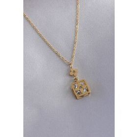 AlyaStore 316L Çelik Gold Renk Çiçek Figür Zirkon Taş Detay Kadın Kolye