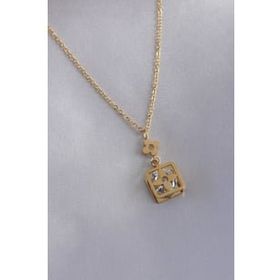 AlyaStore 316L Çelik Gold Renk Çiçek Figür Zirkon Taş Detay Kadın Kolye