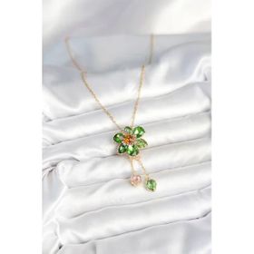 AlyaStore 316L Çelik Gold Renk Çiçek Model Kadın Kolye