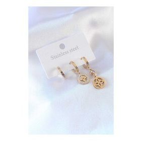 AlyaStore 316L Çelik Gold Renk Çiçek Model Zirkon Taşlı Kadın Küpe
